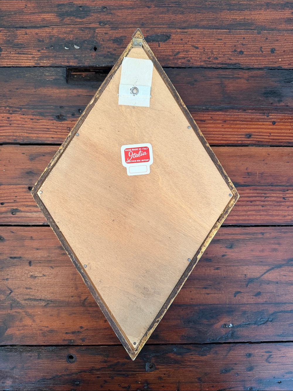 Vintage Italian Florentine Wood Gold Diamond Shape Mirror. - Picture 5 of 12